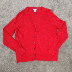 Joe Fresh Red V-Neck Button Down Cardigan XL Wool Cotton Quiet Luxury Old Money